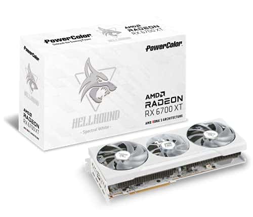 Tarjeta gráfica para juegos PowerColor Hellhound Spectral White AMD Radeon RX 6700 XT con memoria GDDR6 de 12 GB, con tecnología AMD RDNA 2, HDMI 2.1